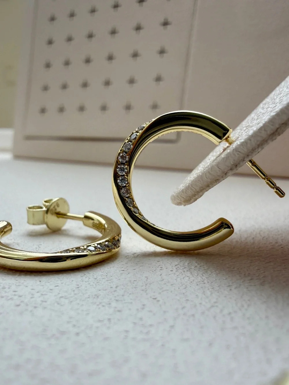 S925 Moissanite G Shape Twist Earrings 14K Plate